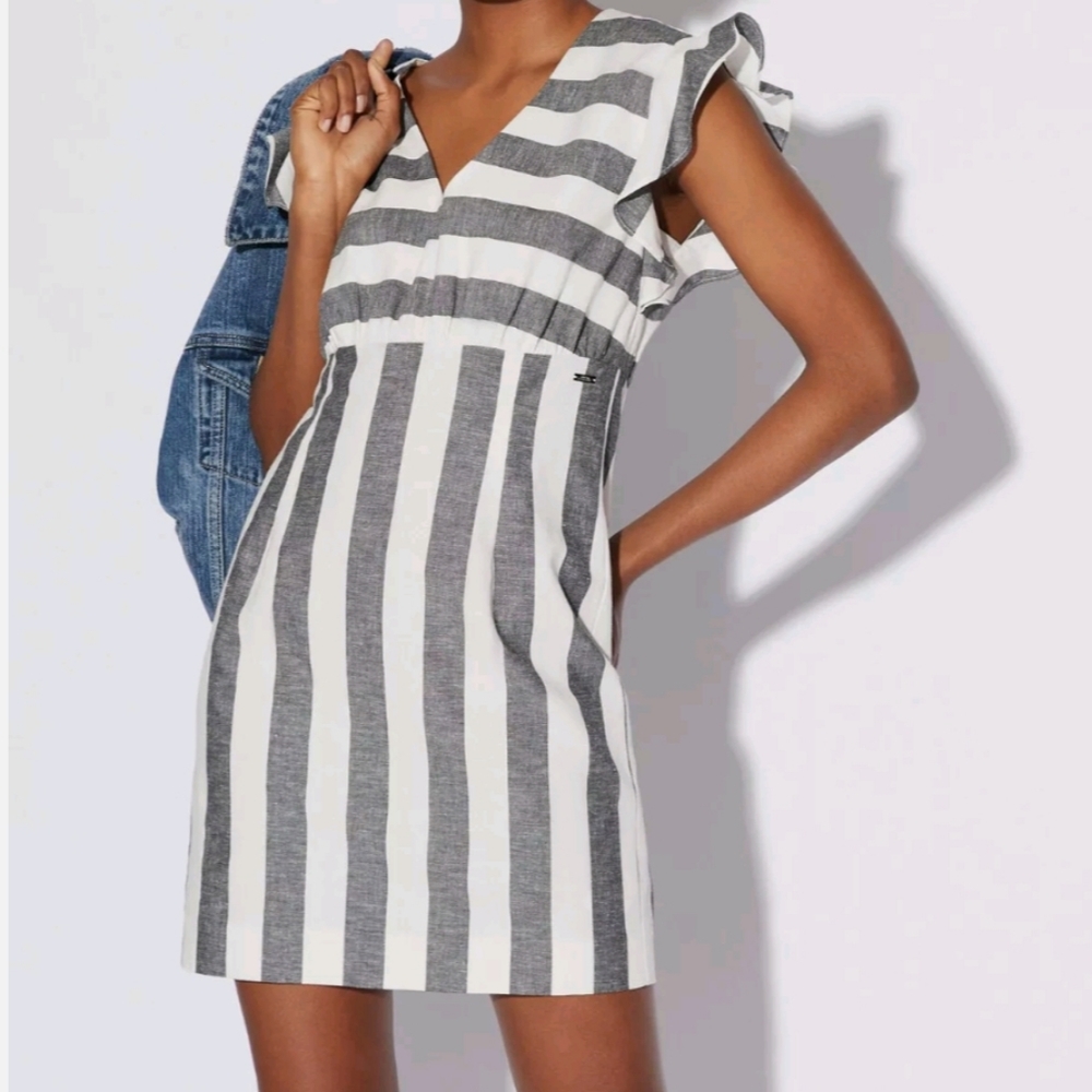 armani exchange Dress Cotton/linen flax Striped Summer Size 10